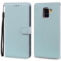 A8 Plus dėklas Samsung Galaxy A8 2018 dėklui A530F SM-A530F Piniginė Flip odinis dėklas Samsung A8 Plus 2018 A8+ A730F dangteliui A8 2018 A530F šviesiai mėlyna spalva