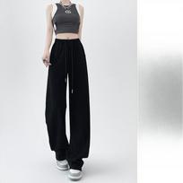 Gray Sweatpants Women's Spring and Autumn New Straight Thin Narrow Wide-leg Pants S