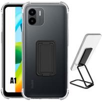 Case for Xiaomi Redmi A1 - Silicone - Transparent - Shockproof - Foldable Stand - Black