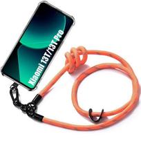 Case - E.F.CONNECTION - for Xiaomi 13T/13T Pro - Scratch Protection - Orange Lanyard - Flexible