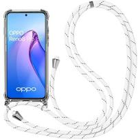 Cord Case for OPPO Reno 8 Pro 5G Reinforced Corner Protection + Adjustable Cord White