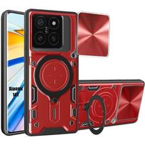 Case for Xiaomi 14T - Rigid Shockproof with Ring Stand and Lens Protection - Red