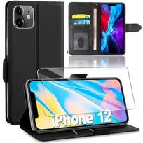 Coque Etui Rabat - E.F.CONNECTION - pour iPhone 12 Mini - Protection 360° - Cuir synthétique - Verre trempé