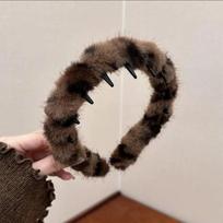 Retro pliušinis leopardo rašto bangos lankelis, aukšto kaukolės spaudimo lankelis galvos apdangalas One Size