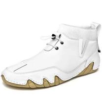 Vyriški Batai Laisvalaikio Motociklininko Žieminiai Batai Vandeniui Atsparūs Sportbačiai Prabangūs Avalynės Elementai Juodi Džentelmeno Verslo Batai Pliušiniai Ankle Boots 40 balta