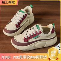 Dad shoes women's ins tide 2025 spring new fashion versatile explosion super fire thick sole Korean version of casual sports shoes 35 raudona