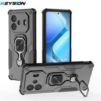 KEYSION Shockproof Armor Case for IQOO Z9 Turbo Soft Silicone+PC Upright Metal Ring Stand Phone Cover for IQOO Z9 Turbo+ Z9 5G for IQOO Z9 juoda