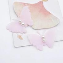 10Pcs 50*34mm Double Mesh Butterfly with Beading for Clothes Hat Fabric Sewing Patches DIY Headwear Hair Clips Decor Accessories rožinė