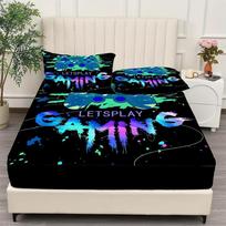 Painted Player Game Controller Print Fitted Sheet Set Mattress Cover Bedding Comfortable Breathable Bedding Set With Deep Pocket Twin99x190cm smėlis