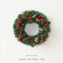 Kalėdinis vainikas kabinamas ant priekinių durų, rotango, dirbtinių pušų spyglių, sniego, girliandų, kabinamas papuošimas, Naujieji metai, Navidad, namų dekoracija 25cm gray