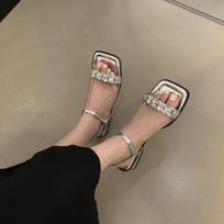 Huge comfortable bag head thick heel sandals women's 2025 new retro platform round head empty Velcro high heels 35 sidabras