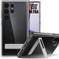 Protective case for Samsung Galaxy S23 Ultra - BOOLING - Soft transparent silicone - Adjustable stand skaidri