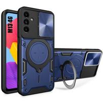 Dėklas - Samsung - Galaxy M13 - Atsparus smūgiams - Atsparus įbrėžimams - Metalinis stovas mėlyna