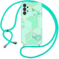 Cord Case - BOOLING - for Samsung Galaxy A13 4G - Shockproof - Turquoise Marble Pattern - Anti-Fingerprint Protection turkis
