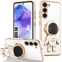 Case for Samsung Galaxy A55 5G - White - Silicone Case with Astronaut Stand, Shockproof Protection balta