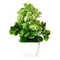 1Pc Artificial Flower Plastic Plant Potted Bonsai Living Room Garden Desk Decor MIT balta