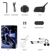 V6 PLUS Motorcycle Bluetooth Helmet Intercom Headset, Waterproof Music Player, Interphone Communicator for 6 Riders, 1500m