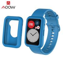 Silikoninis sportinis dirželis, skirtas Huawei Watch Fitness Smart Watch Apsauginis dėklas Shell Kit Keičiamas riešo dirželis Apyrankė Correa Huawei Watch Fit mėlyna