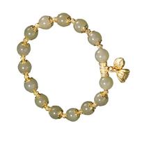 Elastic Cord Women Bracelet Lotuses Flower Pendant Handchain with Glass Beads Jewelry for Birthdays and Valentines Day