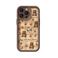 Pliušinis meškiukas lėlė virvelė tinka Apple 13pro mobiliojo telefono dėklui Iphone14 Maillard 12 rudens ir žiemos apsauga nuo kritimo X iPhone 16
