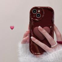 Tinka Apple 15promax mobiliojo telefono dėklui IPhone 14/13 Bordo trimatė širdelė 11/12 Silikoninis apsaugantis nuo smūgių Xs iPhone 6s Plus black