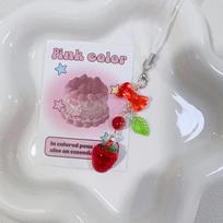 Mielas raudonų vyšnių braškių lankelis mobiliojo telefono dirželis, žavus raktų pakabukas mergaitei, krepšys, fotoaparato pakabukas, saldus mobiliojo telefono papuošalas Strawberries