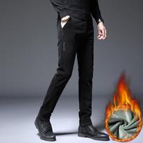 Autumn And Winter Plus Velvet Men'S Casual Pants Slim Fit Straight Tube Light Core Velvet Pants Versatile Striped Velvet Pants 28