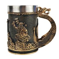 Christmas Valentine's Day gift, medieval Viking Warrior Pirate Cup, large mug, resin-coated stainless steel liner, bar draft bee 501-600ml