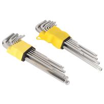 18pcs Hex Wrench Set Right Angle Long Arm Hex Key Wrench Set with Ball End Inch Metric Hex Key Tool