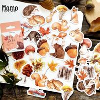 Autumn Forest Self-Adhesive Momo Box Stickers for Albums and Decoration