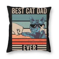 Vintage Best Cat Dad Ever Fist Bumb Square Pillow Case Polyester Cushions for Sofa Funny Father Daddy Gift Funny Cushion Covers 30x30cm balta