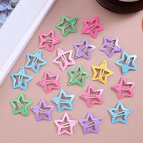 20Pcs y2k Star Hair Clips Dopamine Colorful Metal Hairpin For Girl Side Barrettes Women Kids Daily Party Accessories Headwear pink