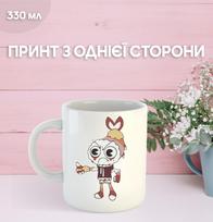 Puodelis Dandžio pasaulyje (Dendi) Roblox Dandy's World su spauda keraminis puodelis 330 ml 9.5 balta