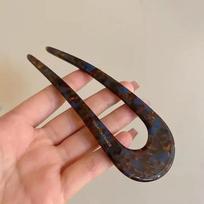 Chinese Minimalist Leopard Print Acetate Geometric U-shaped Women's Hair Clip Elegant and Retro Coiled Hair Accessory Hairpin