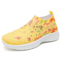 Shoes Women's Summer Fashion Trend Flying Weaving One Pedal Mom Shoes Rhinestone Socks Shoes 36