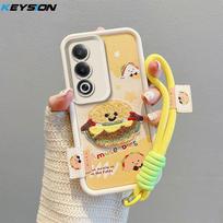 KEYSION Cartoon Cute Plush Embroidery Case for OPPO A3 Pro 5G with Lanyard Silicone Shockproof Phone Cover for OPPO A3 Pro 5G for OPPO A3 Pro 5G