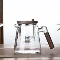 Vieno paspaudimo arbatos atskyrimo filtravimo stiklinis arbatinukas medine rankena arbatos ir vandens atskyrimo vidinis indas arbatinukas su infuzoriaus filtru gryna