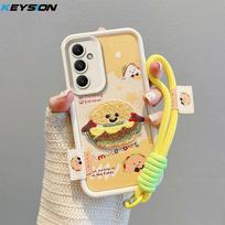 KEYSION Animacinis mielas pliušinis siuvinėtas dėklas Samsung A54 5G A34 su dirželiu Atsparus smūgiams telefono dėklas Galaxy A24 A14 5G for Samsung A54 5G