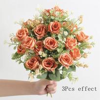 30cm Rožės Dirbtinių Gėlių Puokštė Šilkinė Netikra Gėlė Namų Dekorui Sodui Vestuvėms Nuotakos Dekoracija Lauko Stalo Vazos Ornamentas 1Pcs oranžinė