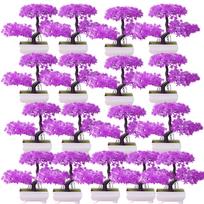 15PCS Artificial Plastic Plants Bonsai Small Tree Pot Fake Plant Potted Flower Garden Arrangement Ornaments Room Home Table