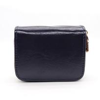 Retro oil wax organ card bag Large capacity multi-function card holder Zipper change bag Women's anti-theft portable card bag tamsiai mėlyna spalva