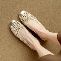Krazing Pot Cow Skin Weaving Summer Size 41 Low Heels Party Shoes Women Square Toe Gladiator Butterfly-knot Hollow Out Pumps 35 dramblio kaulas