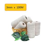 Natural Beige Cotton Twisted Cord Rope Artisan String DIY Craft 3mm*100m