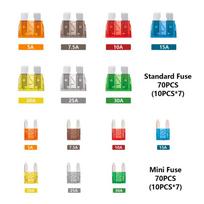 140pcs Car Blade Fuse Assortment Kit  Mini Blade Fuse Medium Standard Mixed With Box for Auto Truck Boat Motorcycle