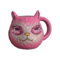 Geode Cat Mug,  Crystal Coffee Mugs, Cute Crystal Cat Coffee Mug, Resin Multi Colored Geode Crystals Mugs Tea Cup One Size rožinė