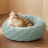 Cozy Plush Pet Mat For Cats And Dogs Round Soft Winter Warm Bed Comfortable Fleece Pet Nest Ideal For Indoor Use Cat Dog Bed Pet Cushion 40cm žalia