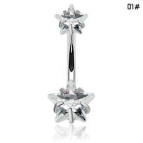 1PC Fashion Personality Pentagram Zircon Stainless Steel Navel Nail Women Body Piercing Jewelry balta