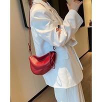 Retro Oil-wax Horn Bag, Genuine Leather Versatile Single-shoulder Crossbody Bag Women's Bag One Size raudona