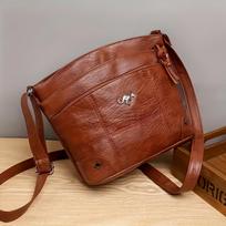 Women's Vintage Multiple Pockets Shoulder Bag , Synthetic Leather Crossbody Bag for Women Work, Travel, Parties brown
