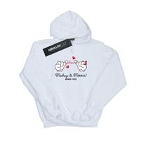 Disney Mens Mickey Mouse Love Hands Hoodie S balta